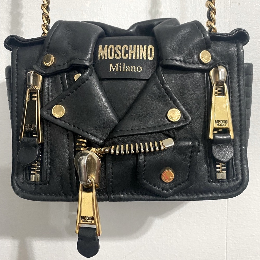 Authentic Moschino Leather Jacket Biker Bag